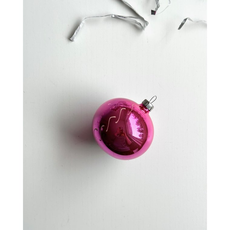 Vintage julekugle, semitransparent lilla m deko