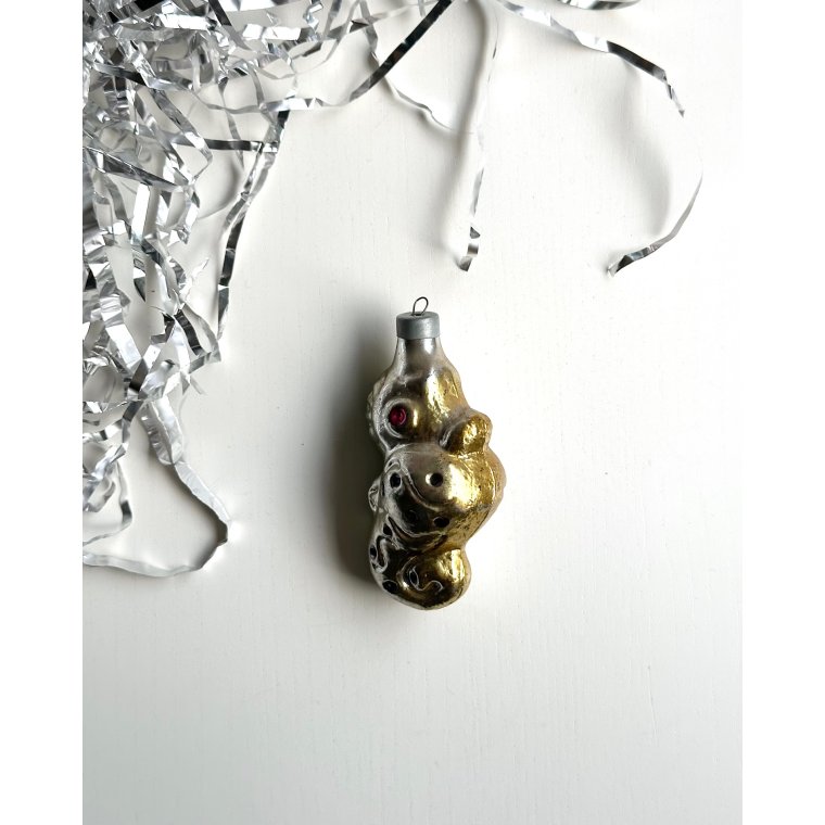 Vintage ornament, shest, gul og grn