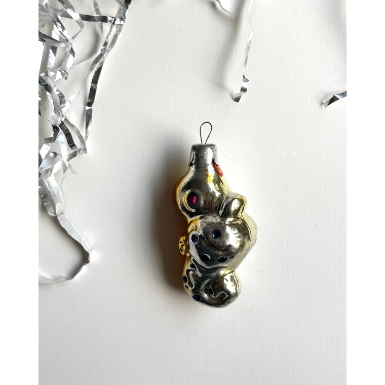 Vintage ornament, shest, gul og orange, NB