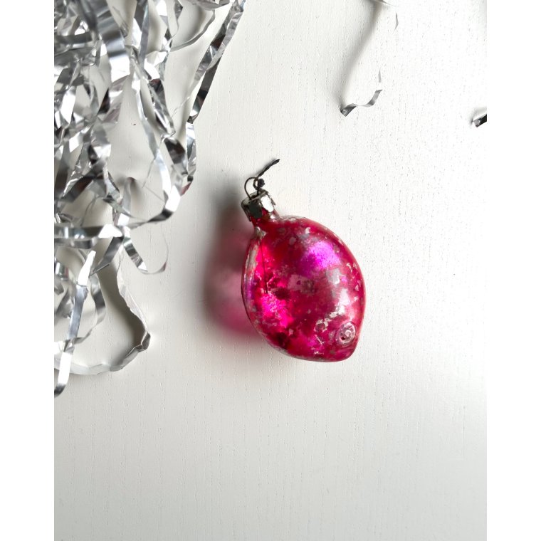 Vintage patineret fisk, rd/slv/lilla