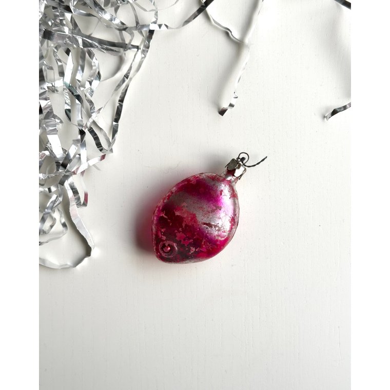 Vintage patineret fisk, rd/slv/lilla