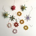 Pearl-stitched snowflakes and stars, set of 11