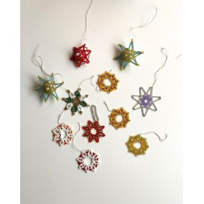 Pearl-stitched snowflakes and stars, set of 11