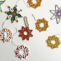 Pearl-stitched snowflakes and stars, set of 11