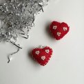 Pearl-stitched hearts, set of 2