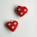 Pearl-stitched hearts, set of 2