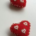 Pearl-stitched hearts, set of 2