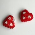 Pearl-stitched hearts, set of 2