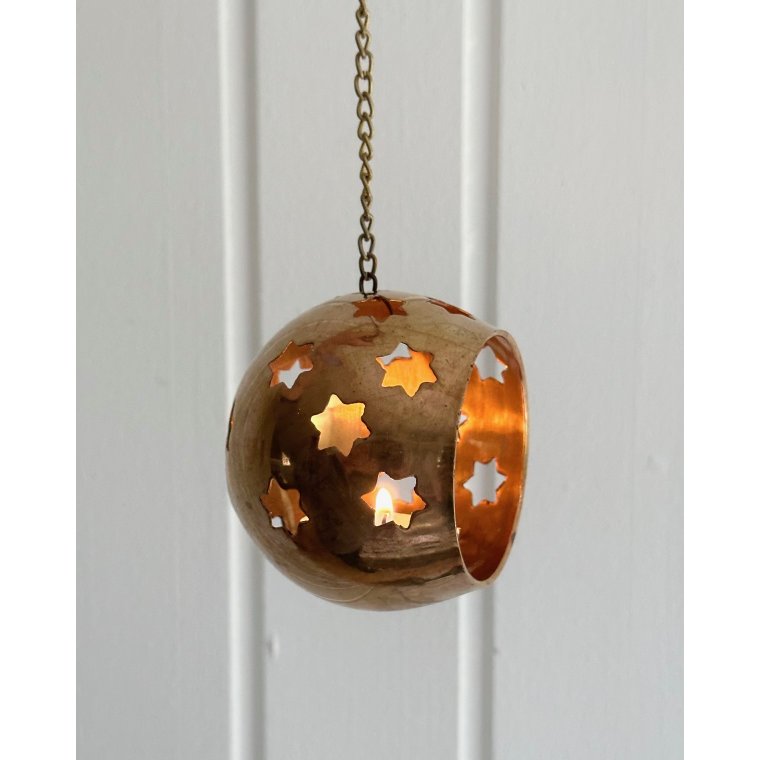 Brass ball for tealights, w chain