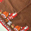 Retro Christmas tablecloth, brown w Santas, 135 x 195 cm