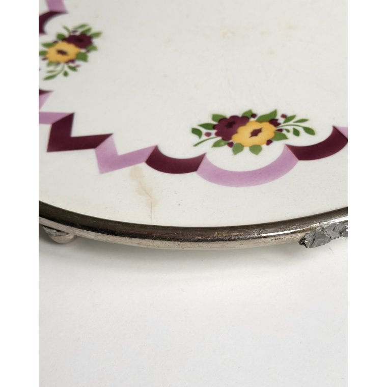 Fajancefad m metalkant og fdder, NB