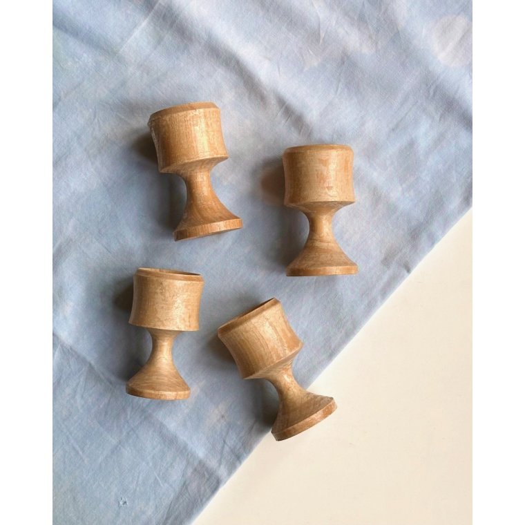 Wooden egg cups, set of 4