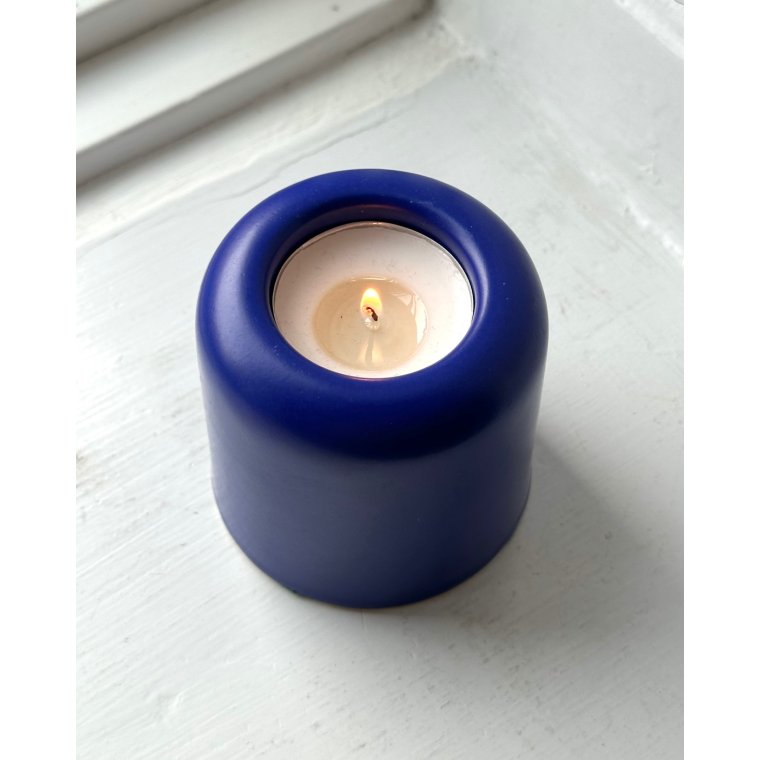 Fyrfadsstage, bl glasur, hj