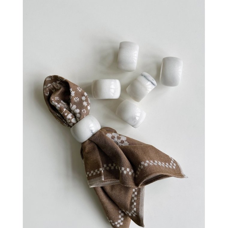 Servietringe, marmor, 6 stk samlet