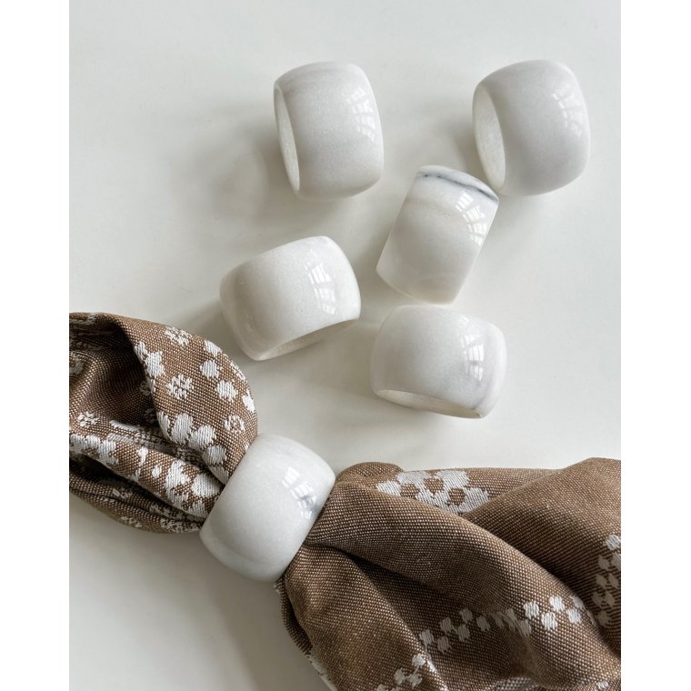 Servietringe, marmor, 6 stk samlet