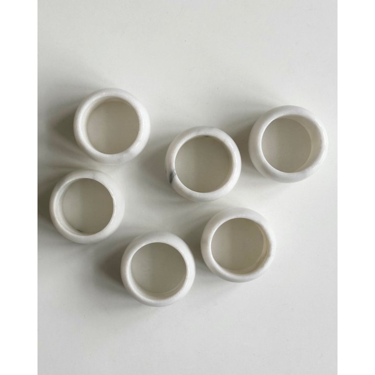 Servietringe, marmor, 6 stk samlet
