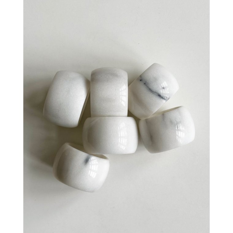 Servietringe, marmor, 6 stk samlet