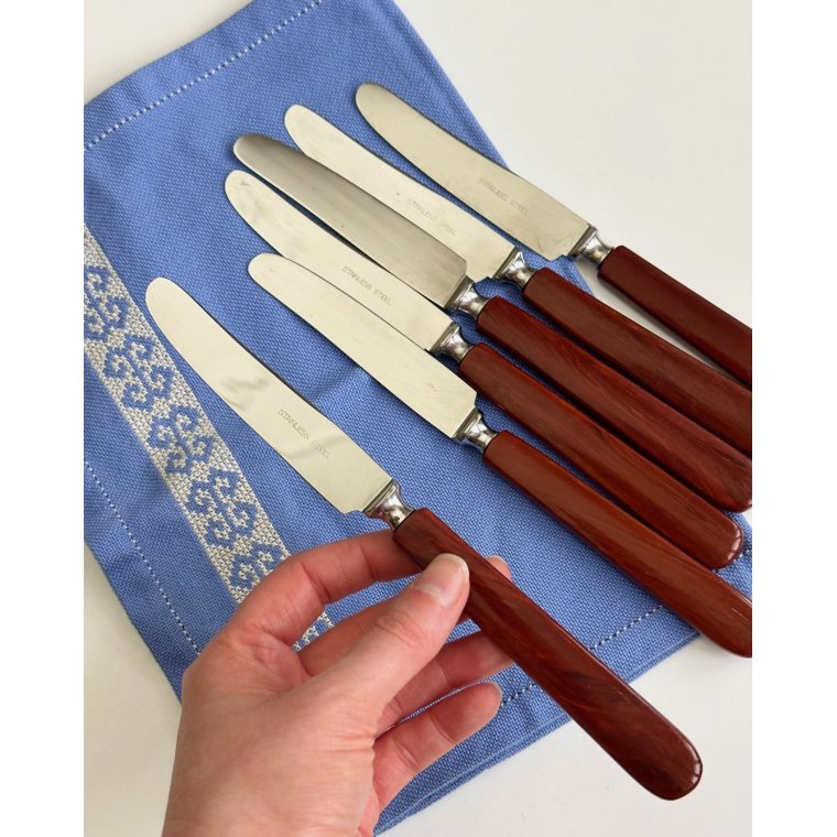 Vintage middagsknive, 6 stk samlet