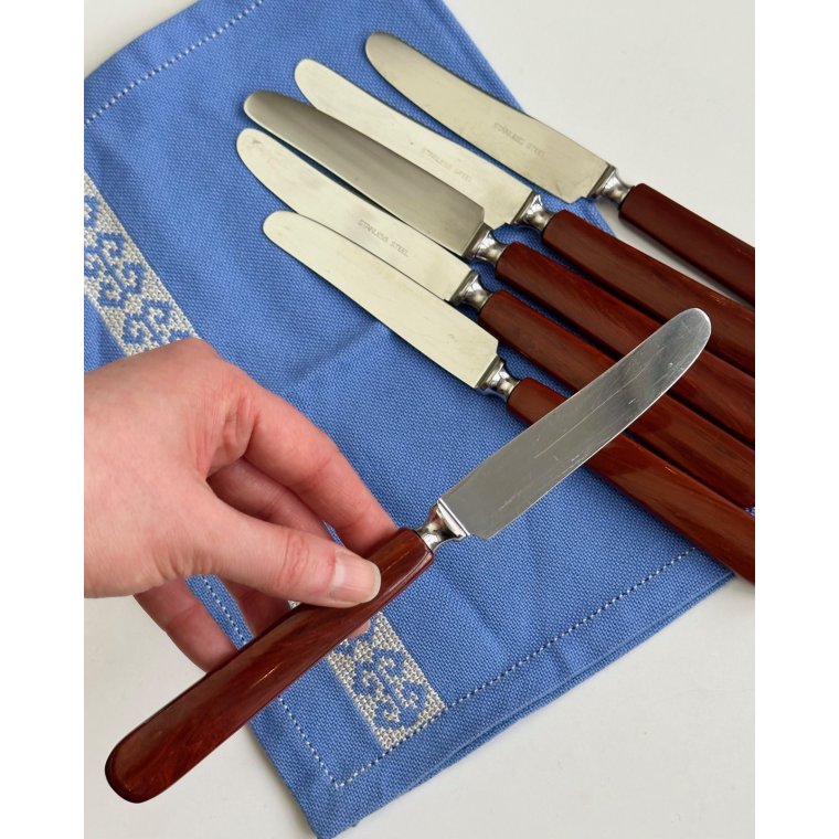 Vintage middagsknive, 6 stk samlet