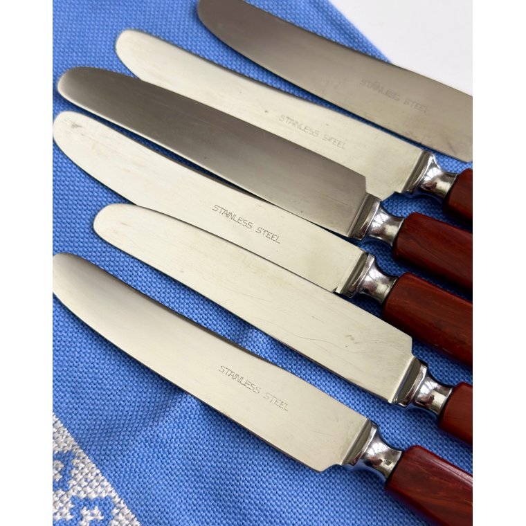 Vintage middagsknive, 6 stk samlet