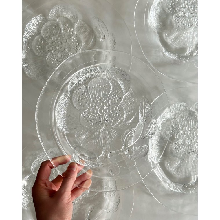 Peoni glastallerkner, Oiva Toikka for Arabia Finland, 5 stk samlet