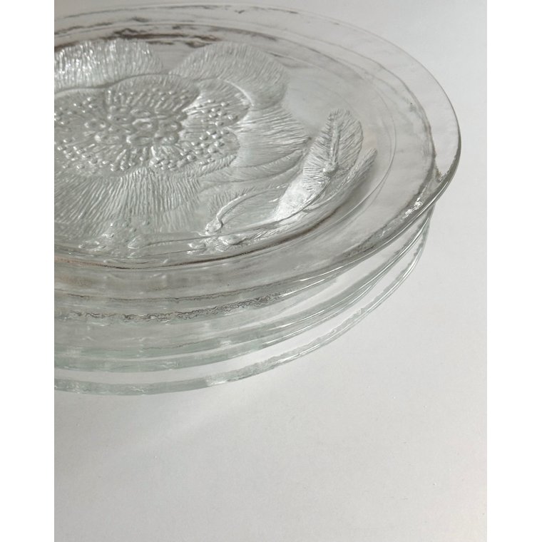 Peoni glastallerkner, Oiva Toikka for Arabia Finland, 5 stk samlet