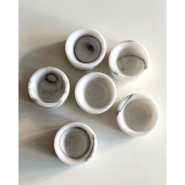 Marmor�ggeb�gre, flade, 6 stk samlet