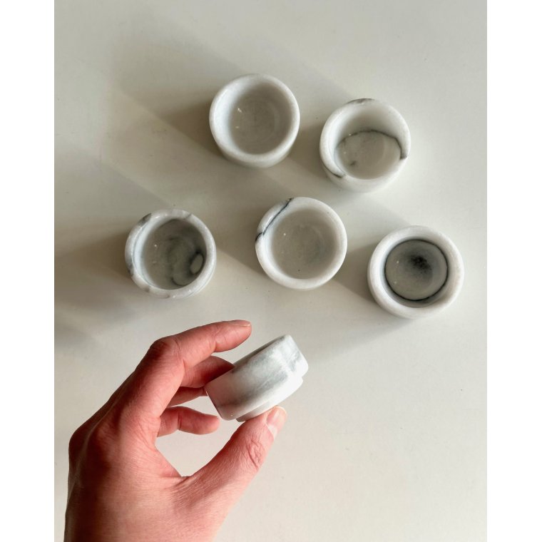 Marmor�ggeb�gre, flade, 6 stk samlet