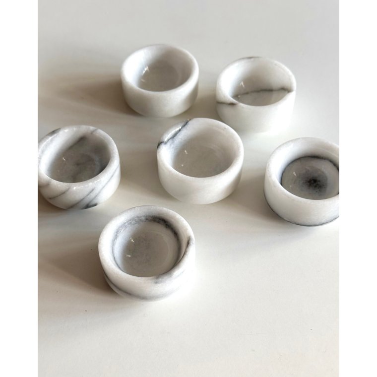 Marmor�ggeb�gre, flade, 6 stk samlet