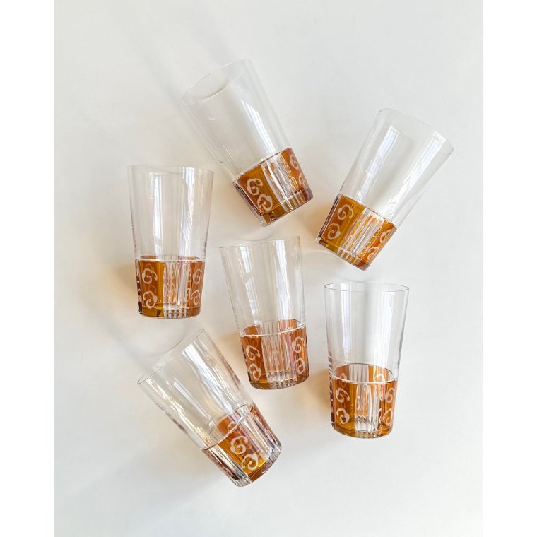 Crystal glasses w color, set of 6