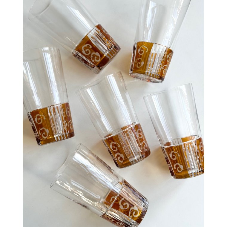 Crystal glasses w color, set of 6