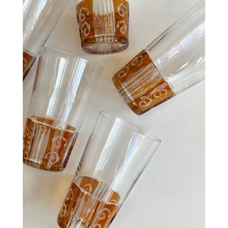 Crystal glasses w color, set of 6