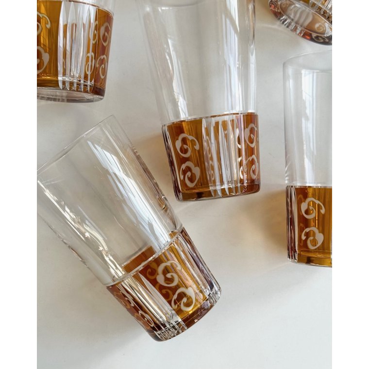 Crystal glasses w color, set of 6