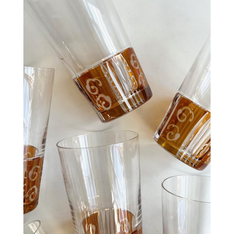 Crystal glasses w color, set of 6