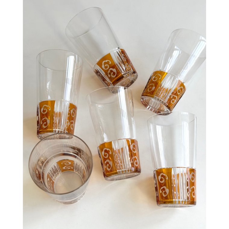 Crystal glasses w color, set of 6