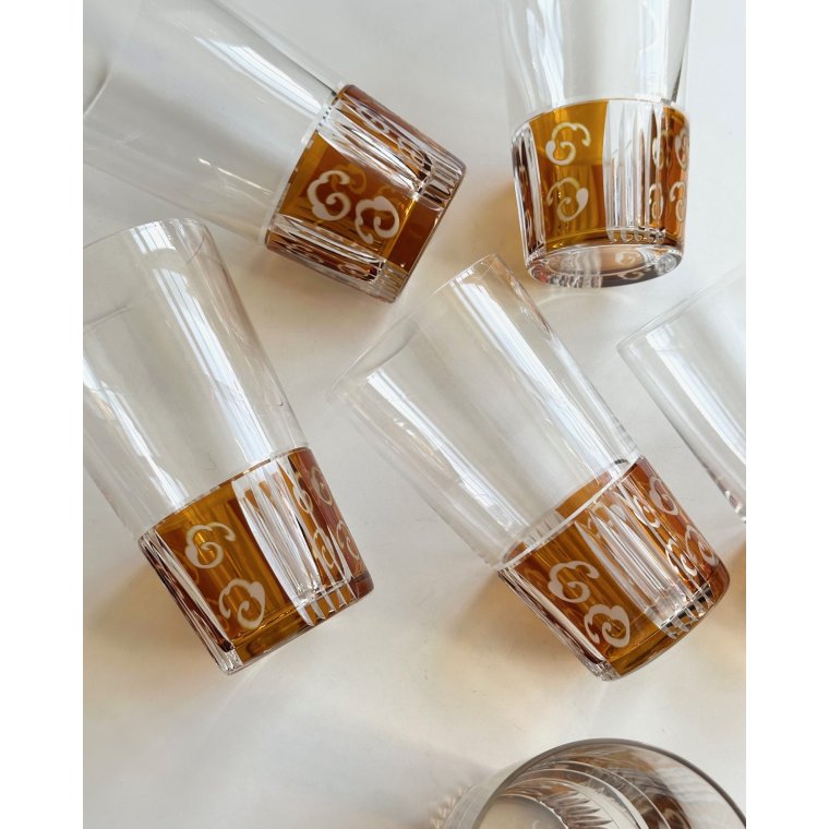 Crystal glasses w color, set of 6