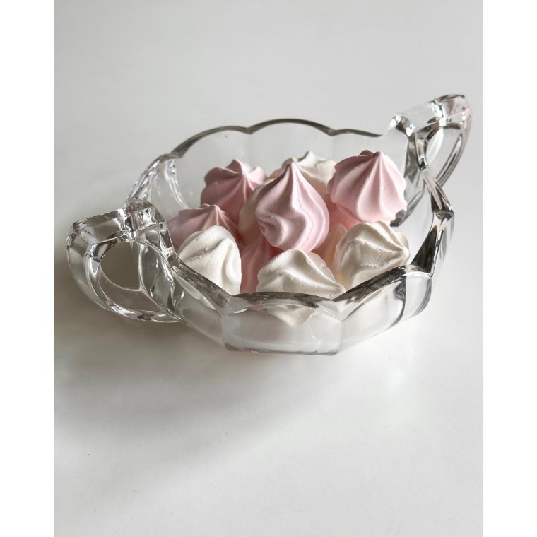 Dish w handles, clear glass