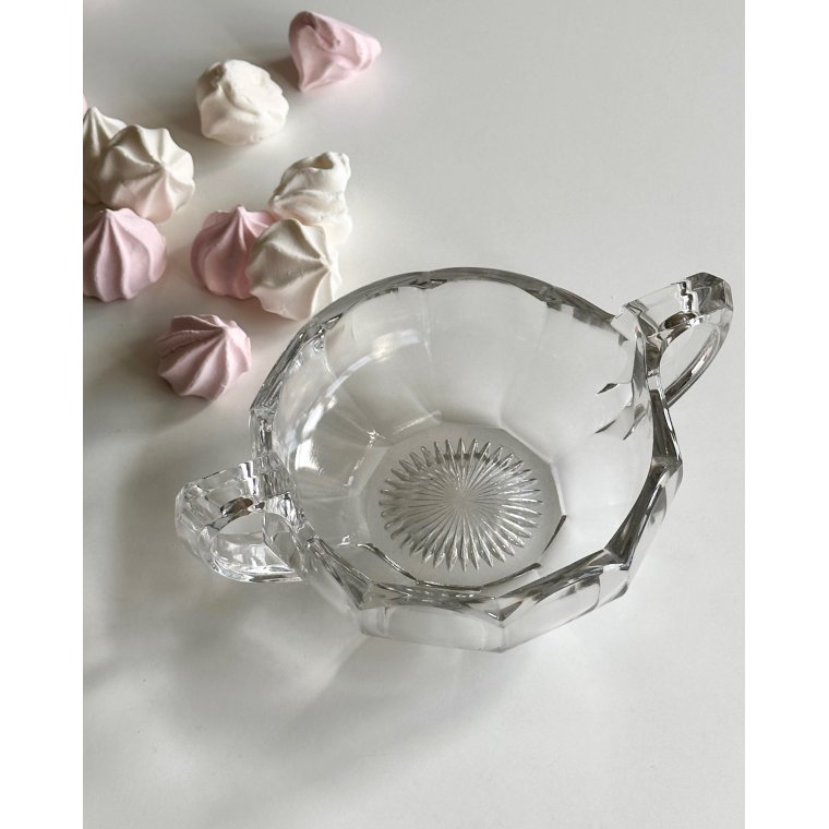 Dish w handles, clear glass