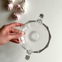 Dish w handles, clear glass