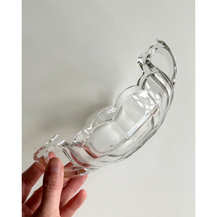 Dish w handles, clear glass