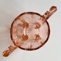 Dish w handles, rosy glass