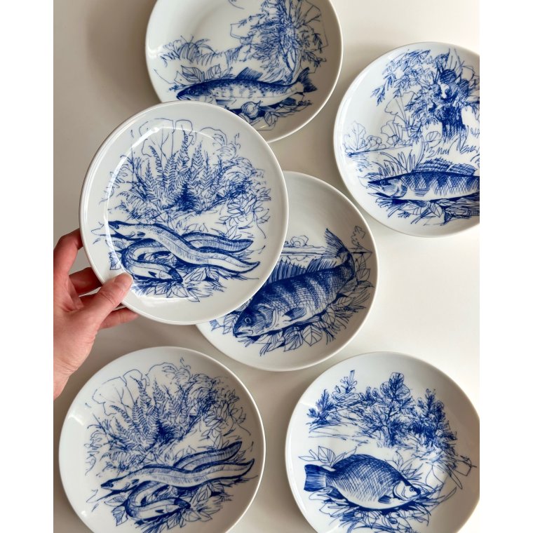 Kahla fisketallerkner, 6 stk samlet