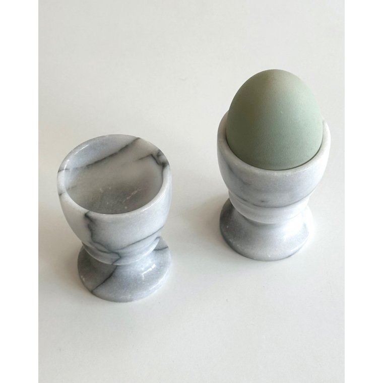 Marble egg cups on foot, set of 2