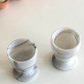 Marble egg cups on foot, set of 2