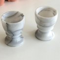 Marble egg cups on foot, set of 2
