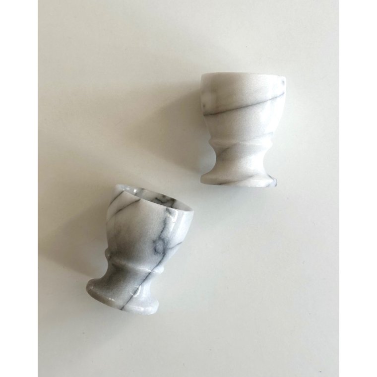 Marble egg cups on foot, set of 2