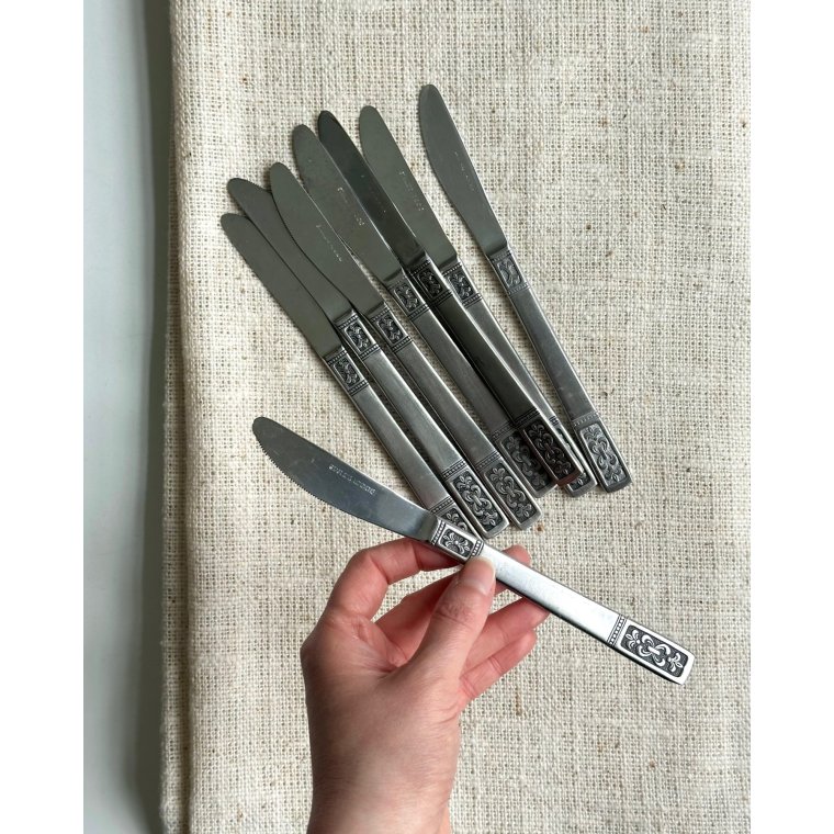 Retro middagsknive, rustfrit stl, 8 stk samlet
