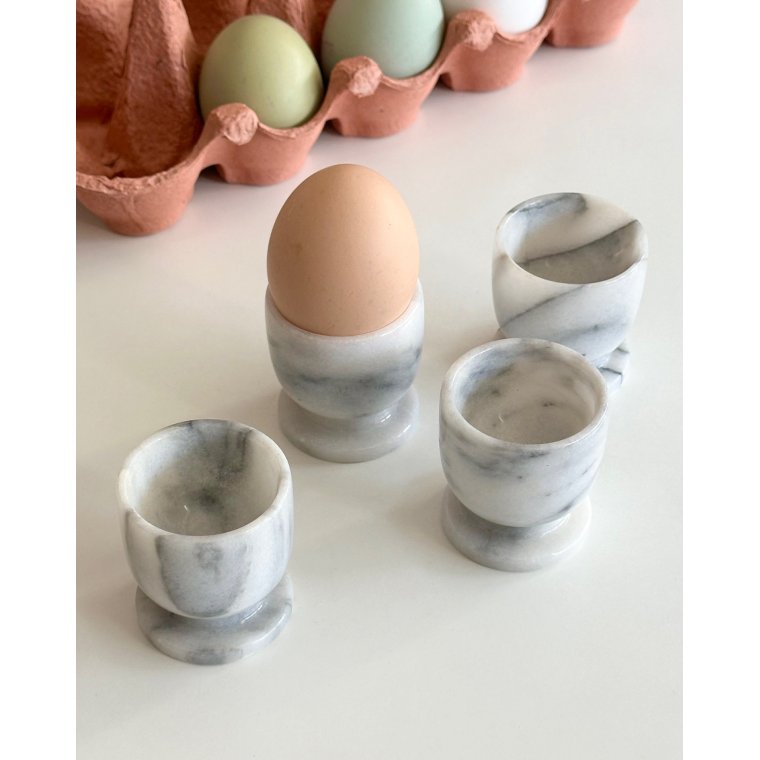 Marble egg cups on foot, set of 4