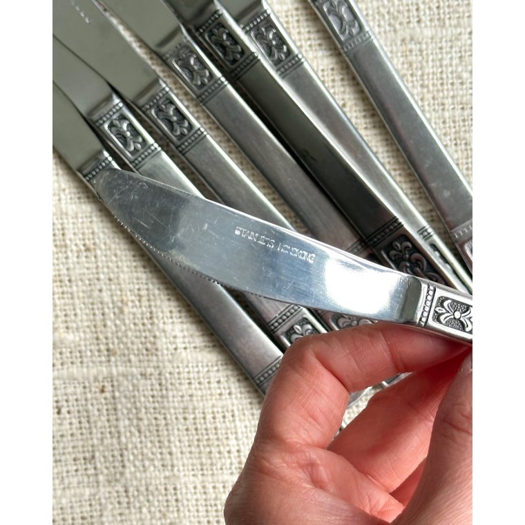 Retro middagsknive, rustfrit stl, 8 stk samlet