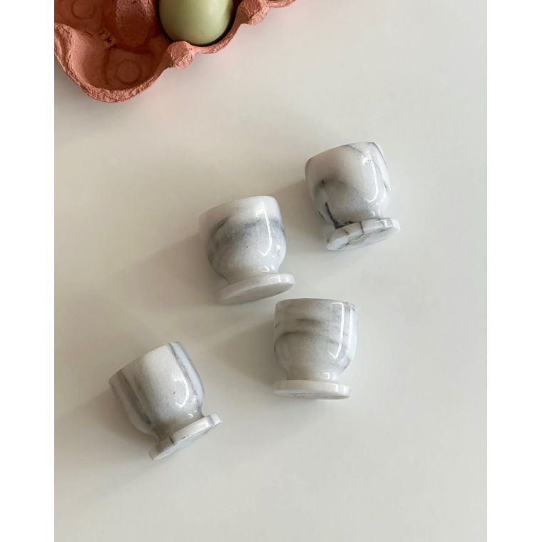 Marble egg cups on foot, set of 4